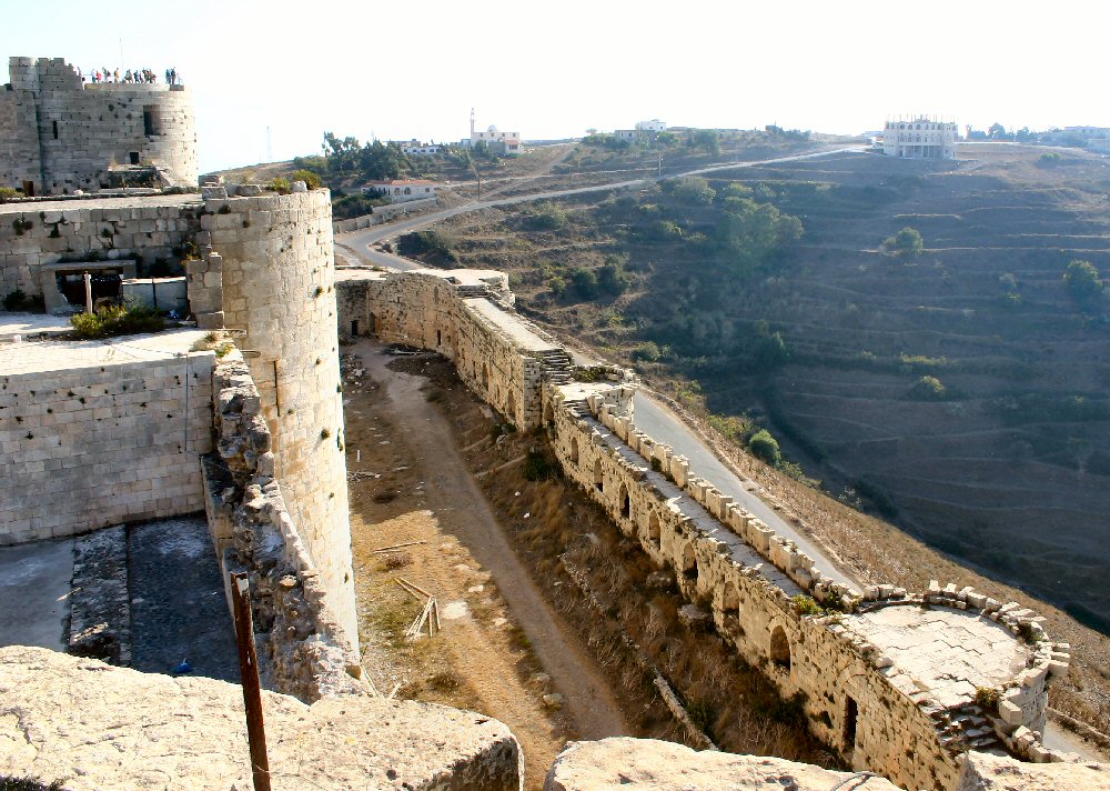 courtyard enclosed by a curtain wall